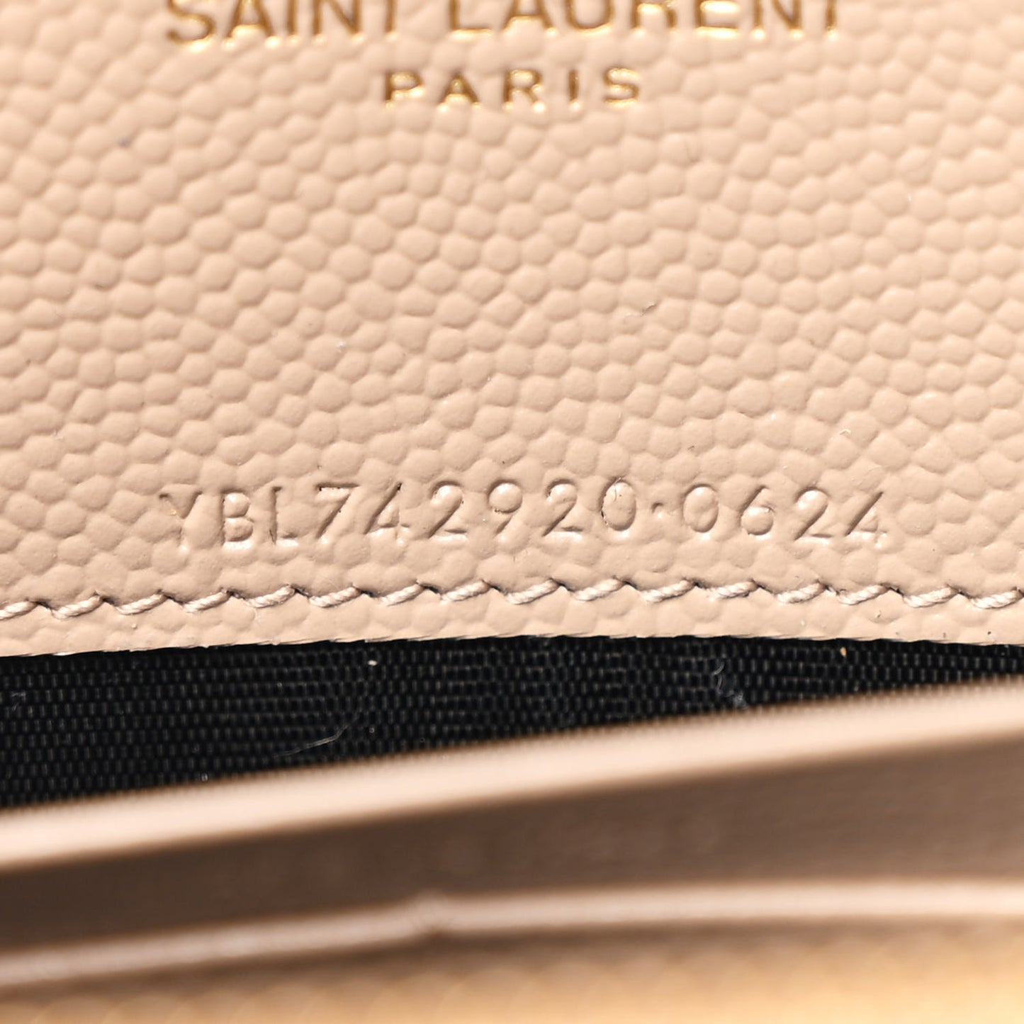 Grain De Poudre Matelasse Chevron Monogram Envelope Chain Wallet Dark Beige