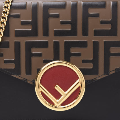 Fendi Vitello Liberty F is Fendi Bi-Color FF 1974 Embossed Medium Envelope Wallet On Chain Black Maya 8 of 9