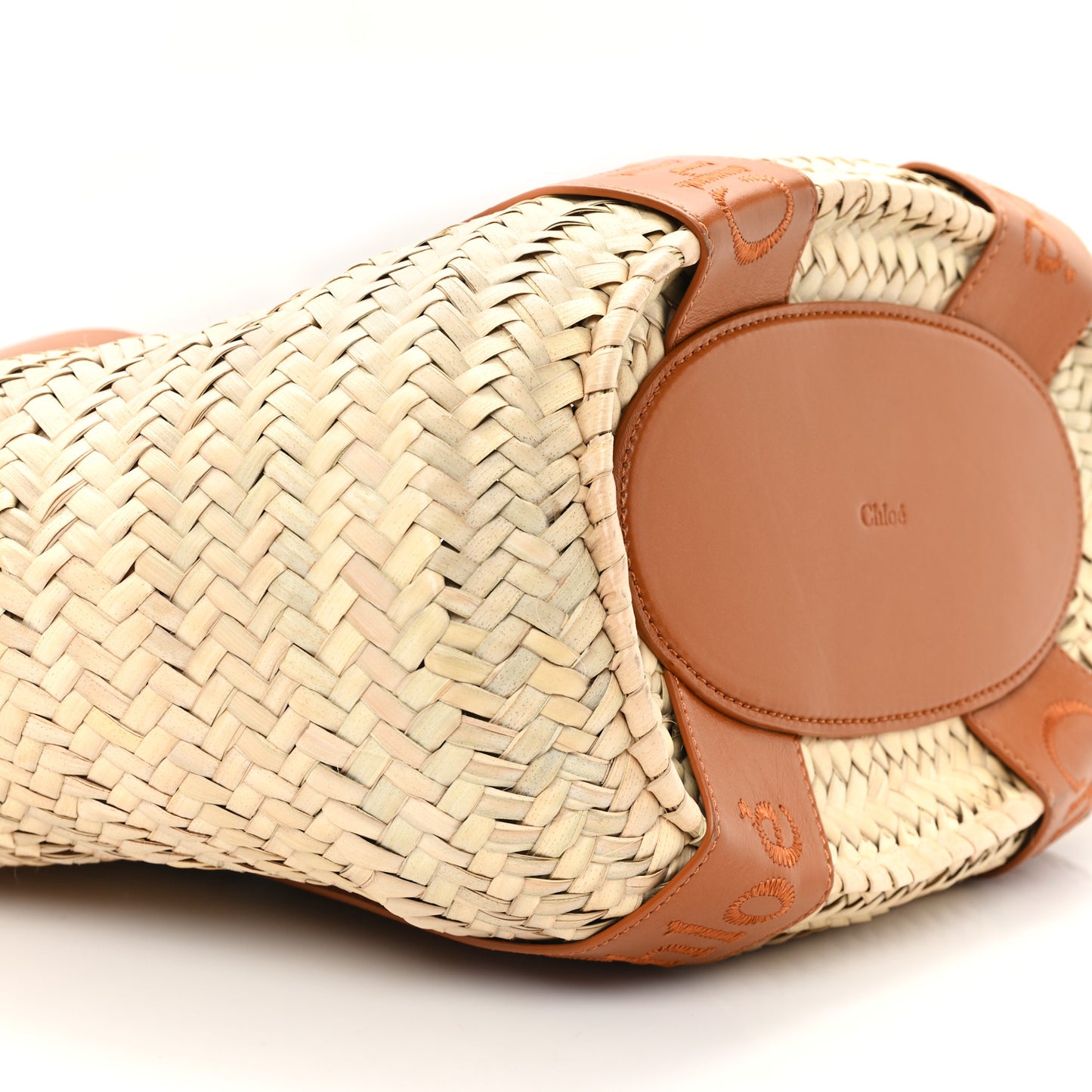 Raffia Smooth Calfskin Medium Sense Basket Caramel