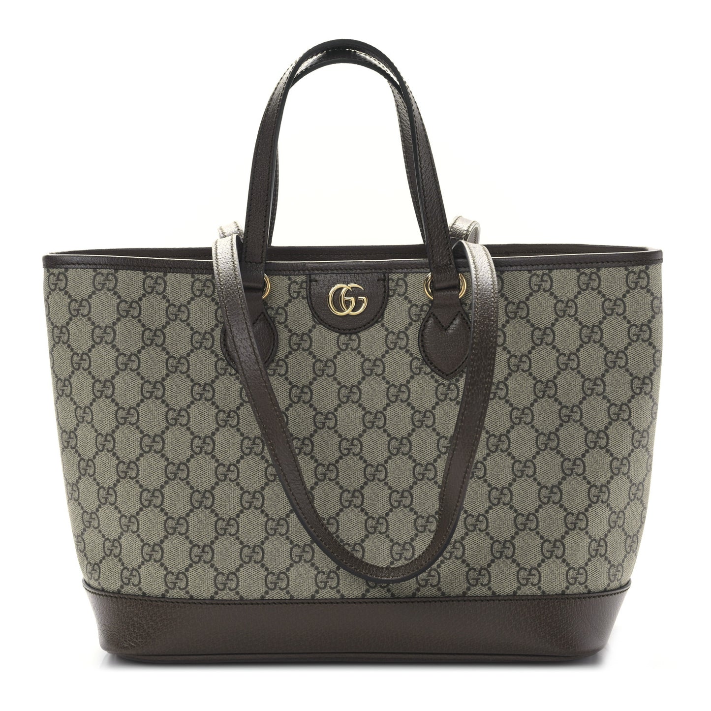 GG Supreme Monogram Textured Calfskin Small Ophidia Shoulder Tote Bag Beige Ebony New Acero