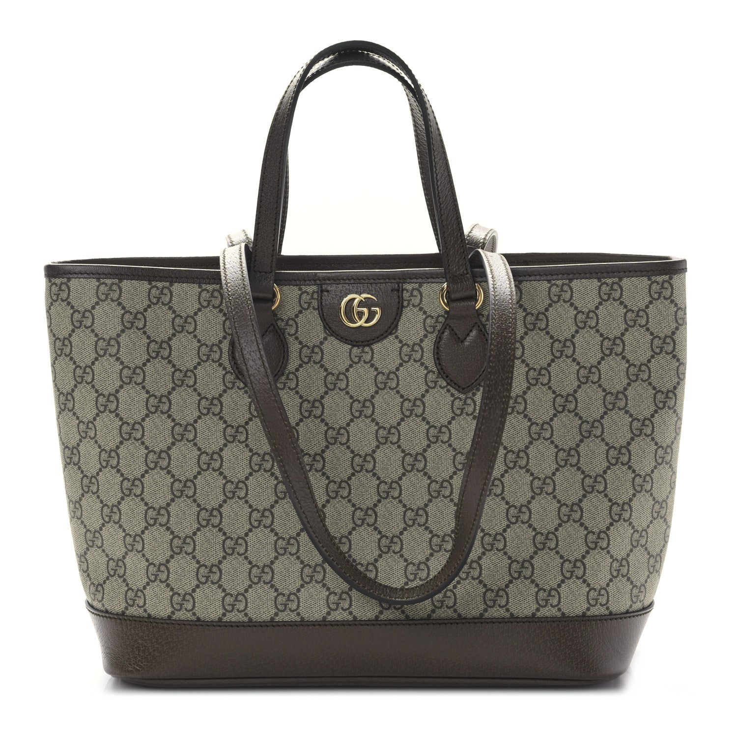 Gucci GG Supreme Monogram Textured Calfskin Small Ophidia Shoulder Tote Bag Beige Ebony New Acero 1 of 9