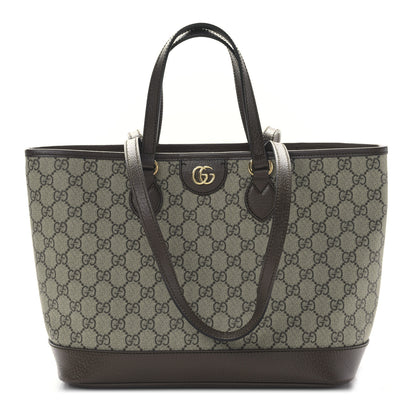 Gucci GG Supreme Monogram Textured Calfskin Small Ophidia Shoulder Tote Bag Beige Ebony New Acero 1 of 9