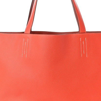 Hermes Taurillon Clemence Double Sens Reversible Tote Sanguine Rose Jaipur 11 of 14