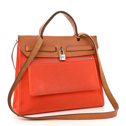 Hermes Vache Hunter Toile Herbag Zip 31 PM Capucine Fauve 4 of 14
