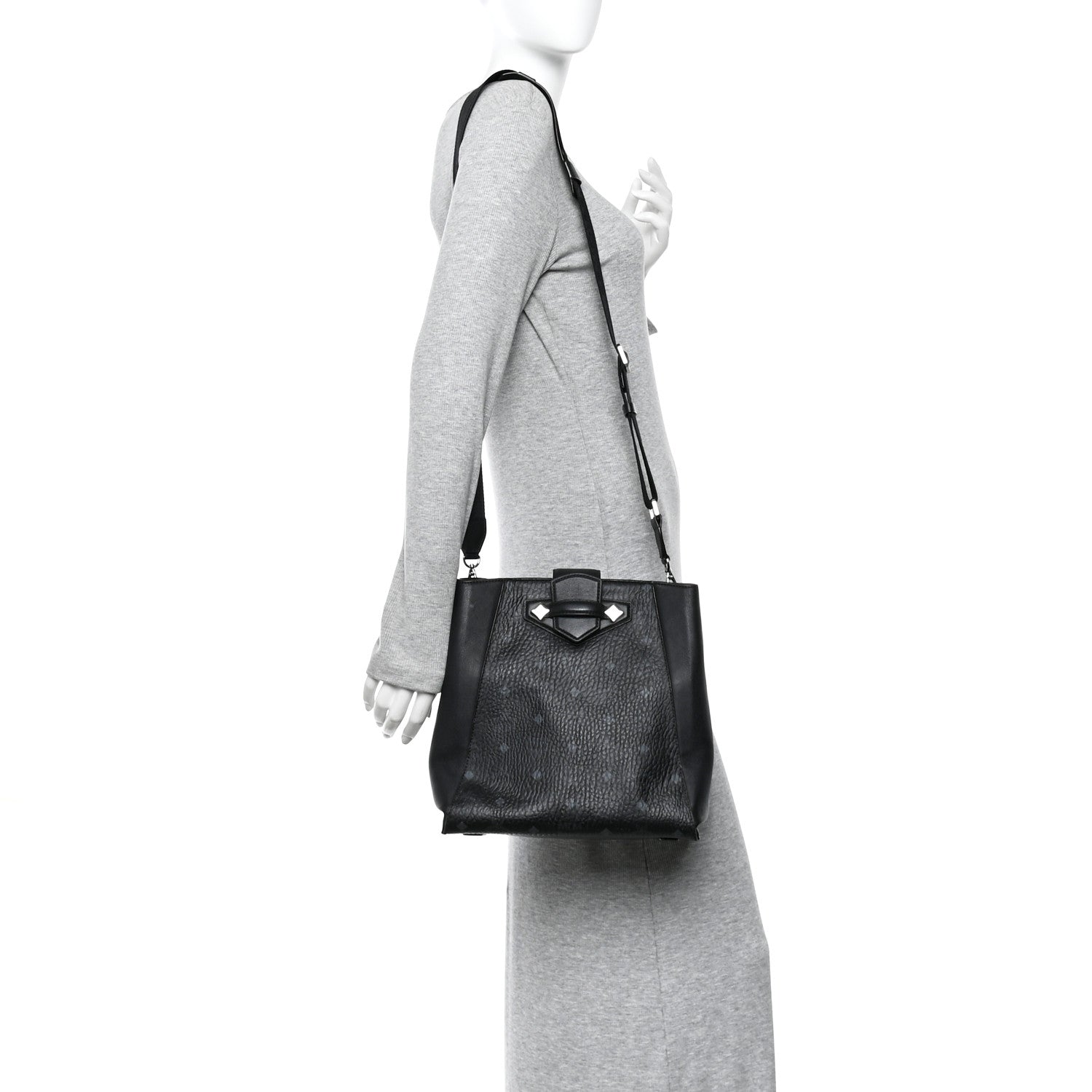 MCM Visetos Calfskin Essential Bucket Bag Black 2 of 10