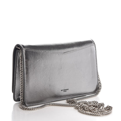 Givenchy Metallic Lambskin Emblem Chain Wallet Silver 3 of 8