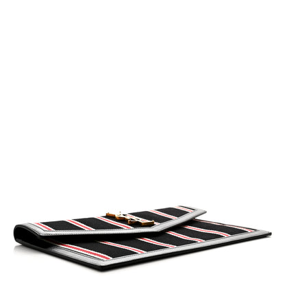 Saint Laurent Canvas Striped Uptown Pouch Red Black 4 of 7
