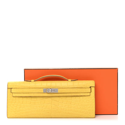 Hermes Matte Alligator Kelly Cut Pochette Mimosa 7 of 7