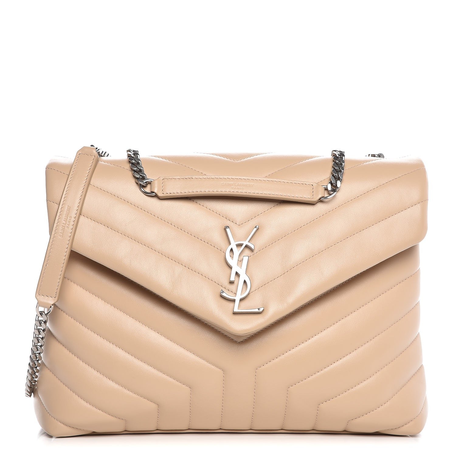 Saint Laurent Calfskin Y Quilted Monogram Medium Loulou Chain Satchel Nude Powder 1 of 8