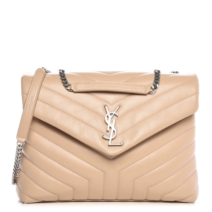 Saint Laurent Calfskin Y Quilted Monogram Medium Loulou Chain Satchel Nude Powder 1 of 8