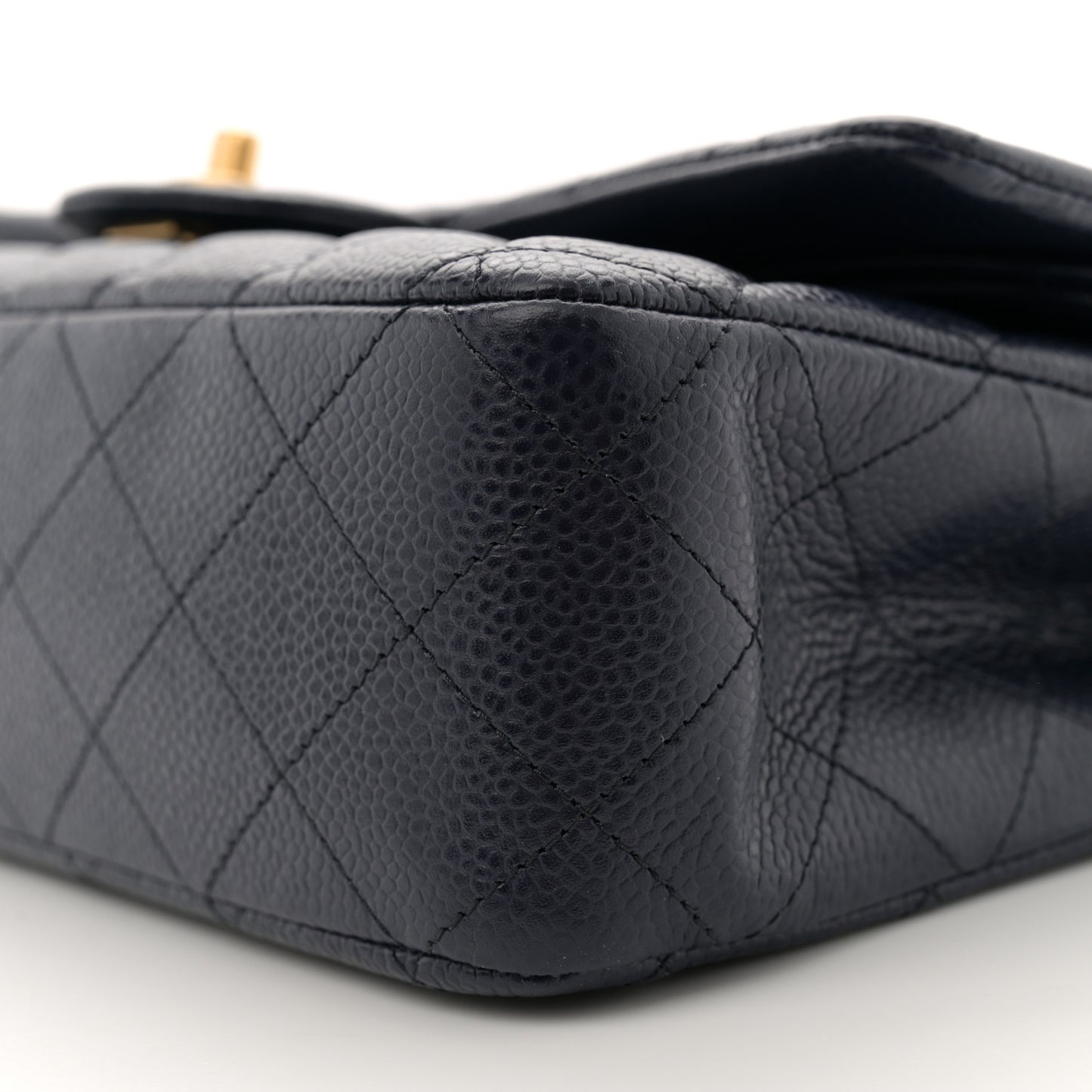Caviar Quilted Medium Double Flap Navy
