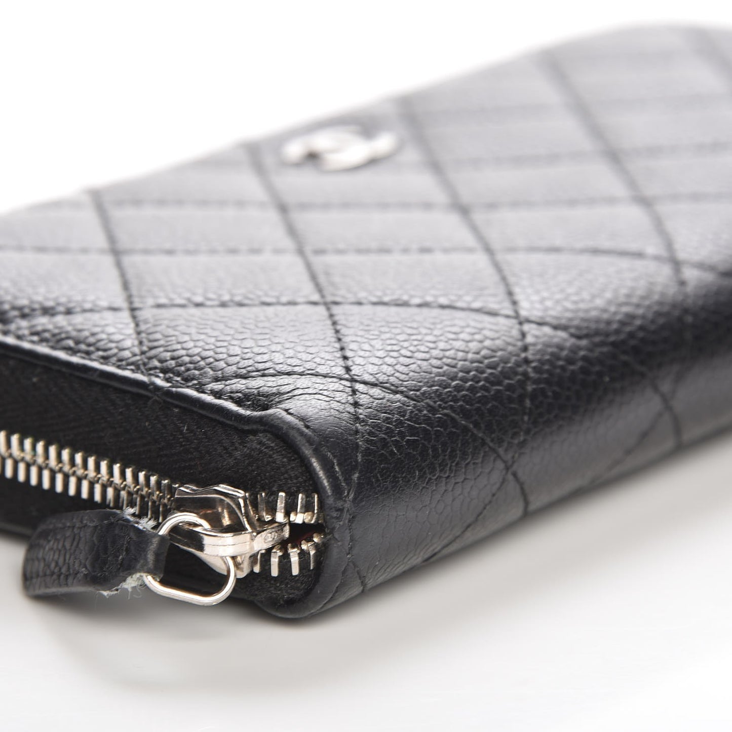 Caviar Quilted Large Gusset Zip Around Wallet Black