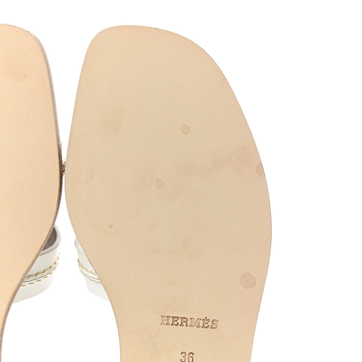 Hermes Calfskin Pique Oran Sandals 36 White 9 of 14