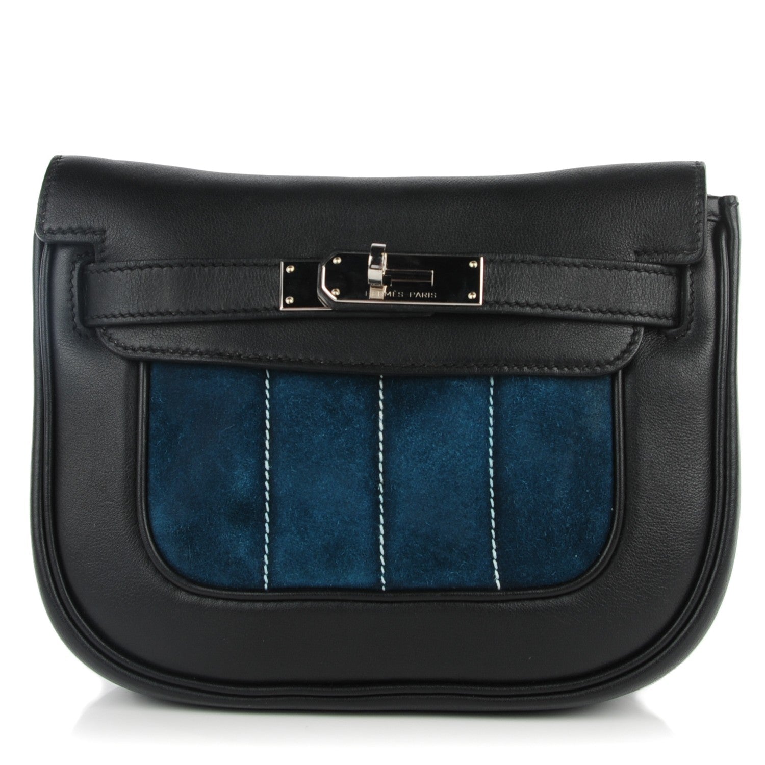 Hermes Swift Veau Doblis Mini Sac Berline 21 Black Bleu Ocean 1 of 12
