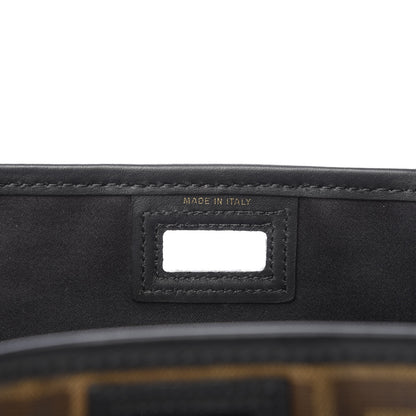 Fendi Glazed Fabric Vitello Century FF 1974 Stamp Patch Mini Peekaboo Defender Cover Mogano Panna Black 6 of 8