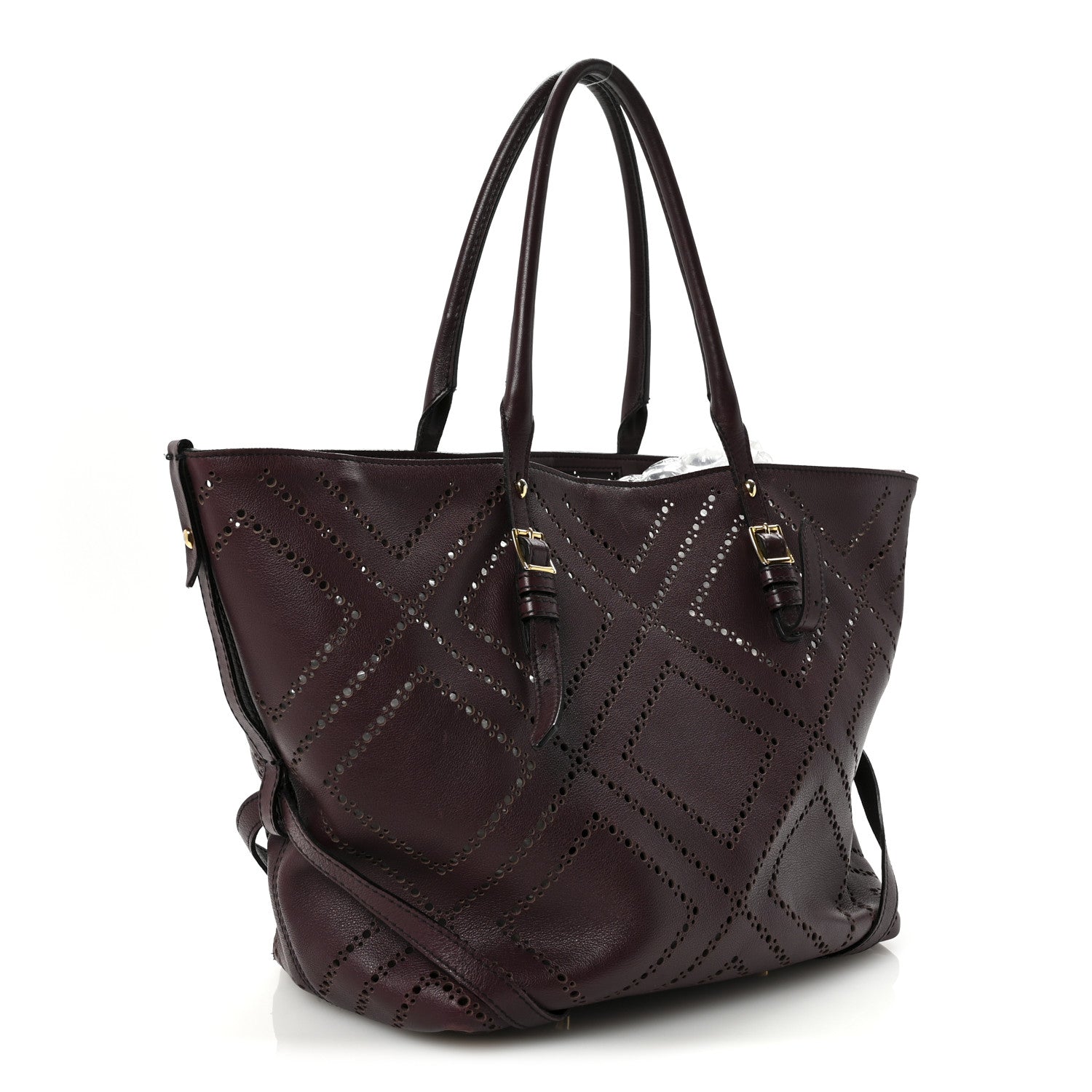 Burberry Calfskin Perforated Medium Salisbury Tote Burgundy 4 of 10
