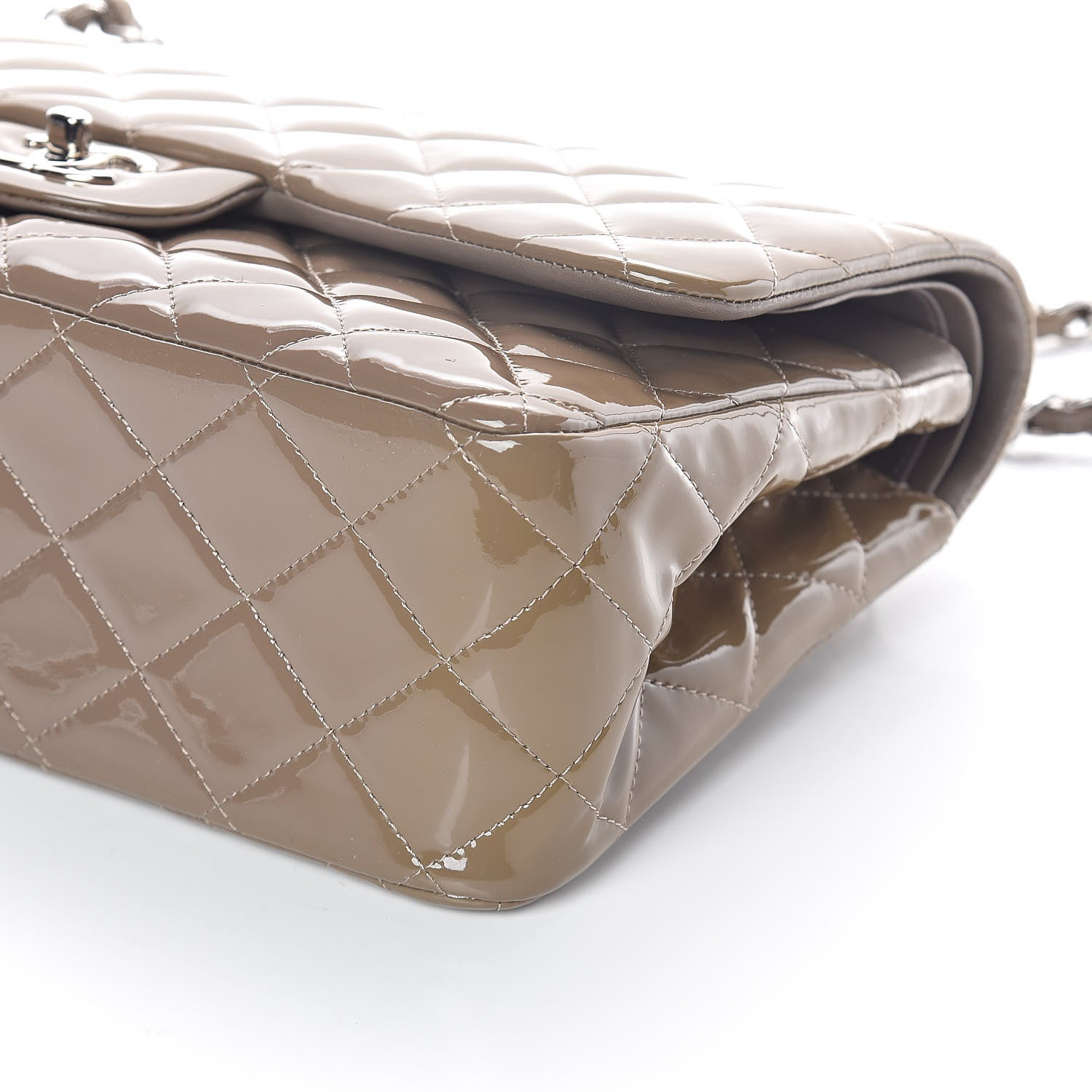 Chanel Patent Calfskin Quilted Jumbo Double Flap Grey 10 of 10