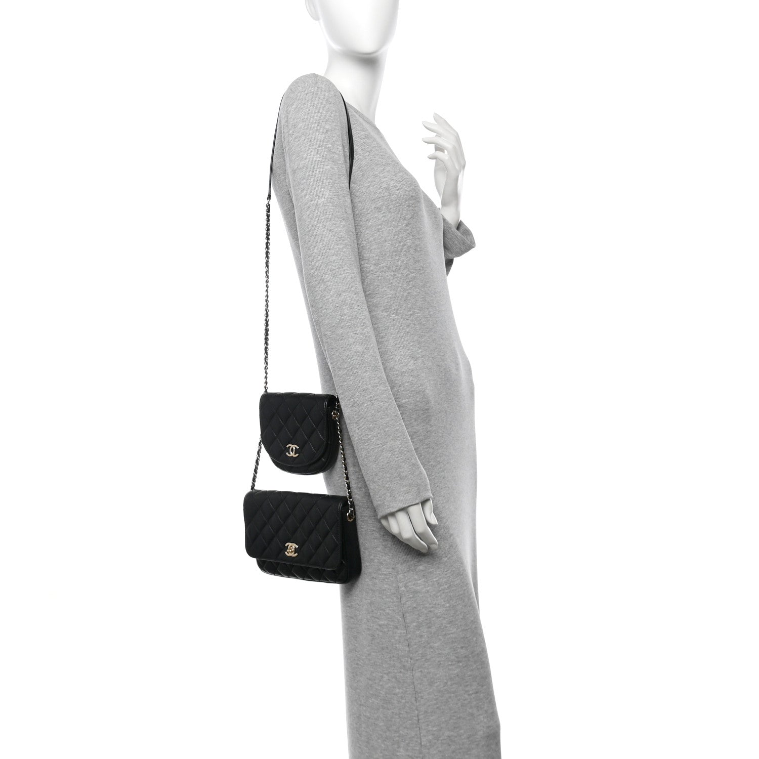 Chanel Lambskin Quilted Side Packs Black 2 of 14