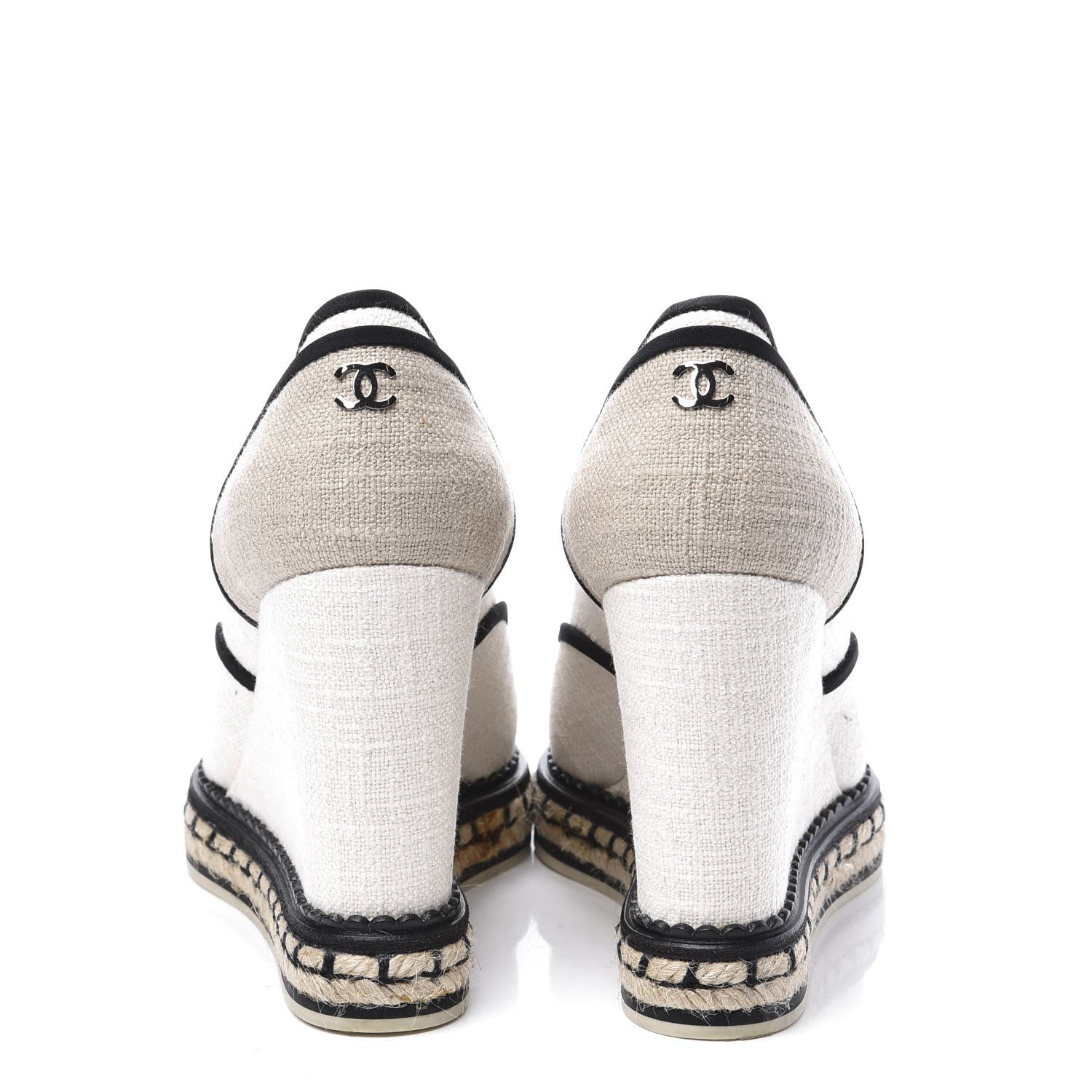 Chanel Raffia Lace Up Wedge Espadrilles 37 Beige 7 of 15