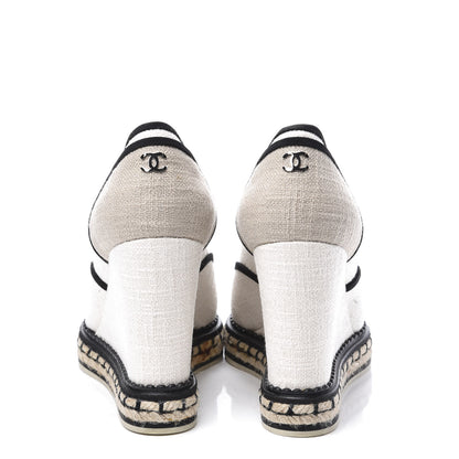 Chanel Raffia Lace Up Wedge Espadrilles 37 Beige 7 of 15