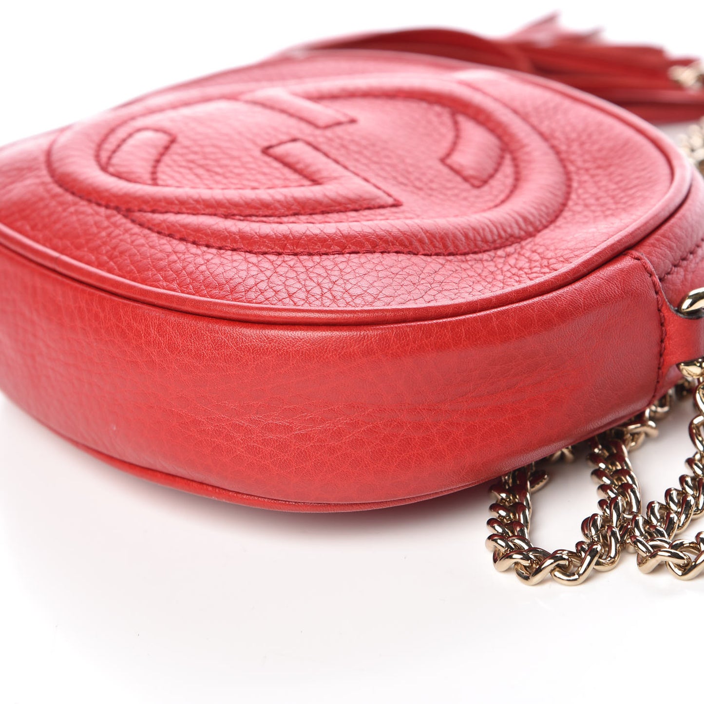 Pebbled Calfskin Mini Soho Chain Bag Tabasco Red