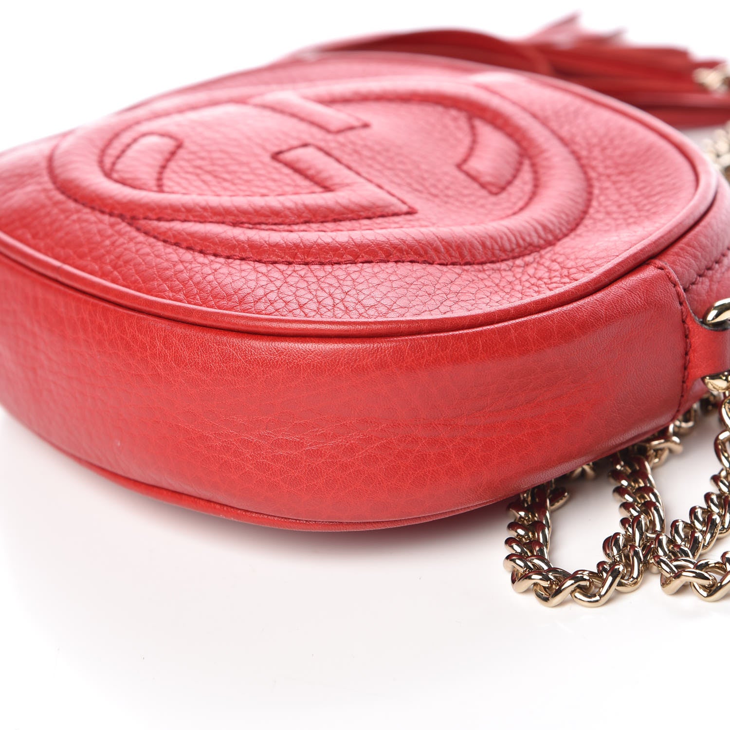 Gucci Pebbled Calfskin Mini Soho Chain Bag Tabasco Red 9 of 9