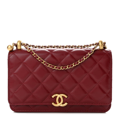 Chanel Calfskin Quilted Perfect Fit Wallet On Chain WOC Burgundy 1 of 11