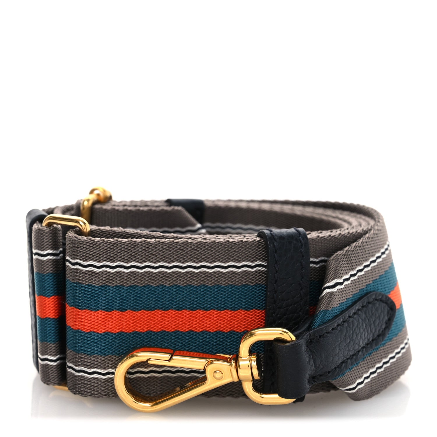 Prada Vitello Daino Striped Fabric Shoulder Strap 1 of 3