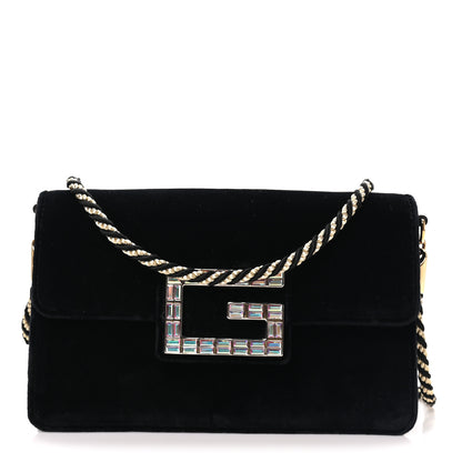 Gucci Velvet Crystal Square G Shoulder Bag Black 8 of 10
