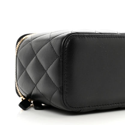 Chanel Lambskin Quilted Small Top Handle Vanity Case With Chain Black 7 of 9