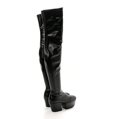 Prada Nappa Tech Logo Over the Knee 70mm Platform Boots 36 Black 4 of 11