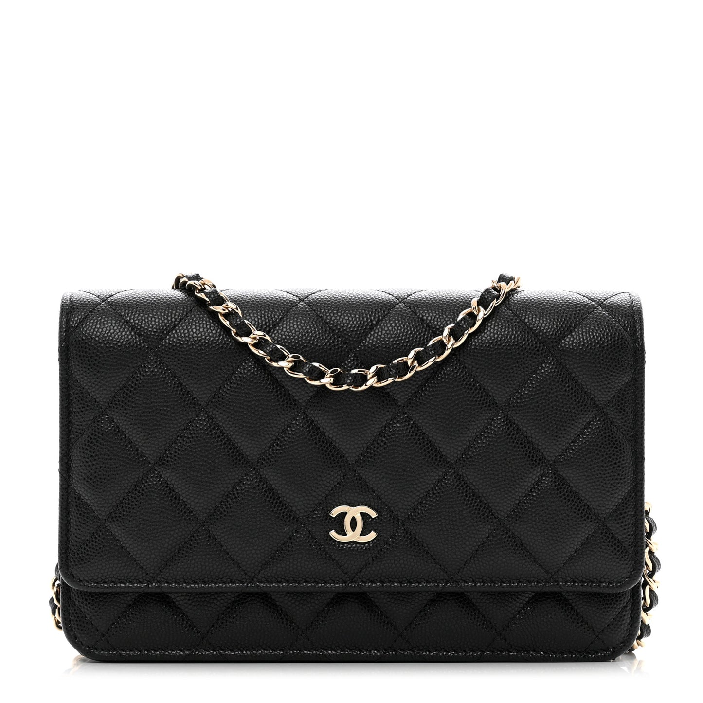 Caviar Quilted Wallet on Chain WOC Black