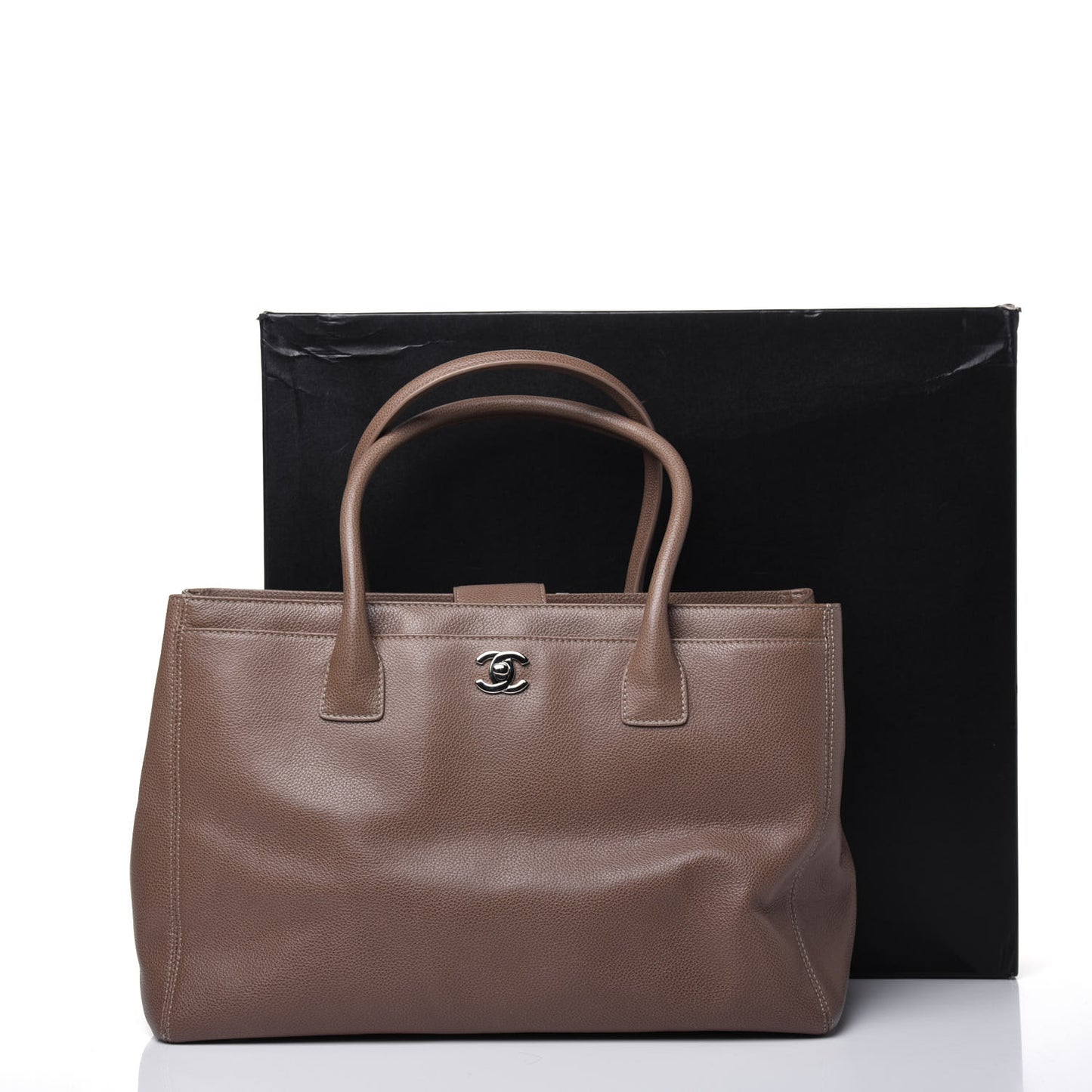 Calfskin Cerf Executive Shopper Tote Light Brown