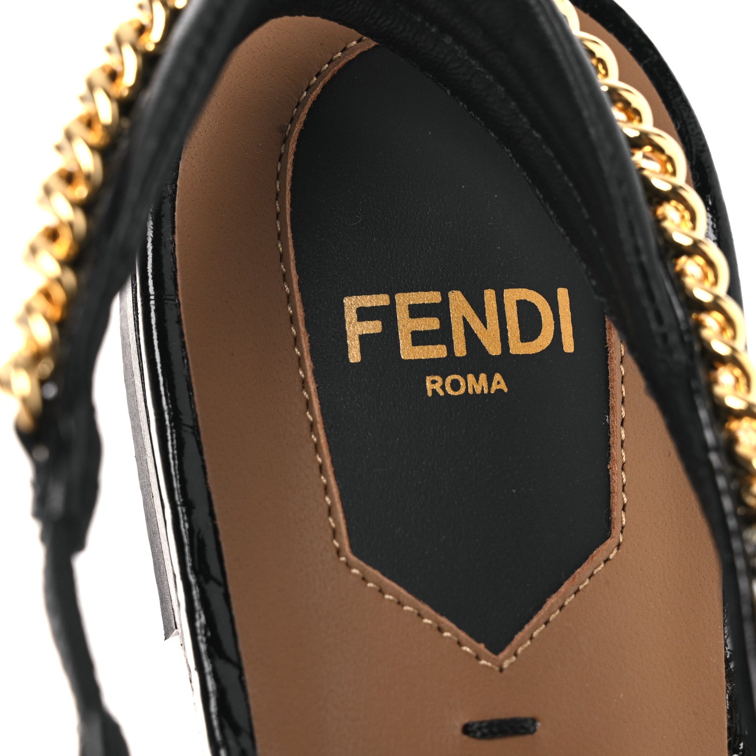 Fendi Vitello Stampa Crocodile Embossed Slingback Flats 37 Black