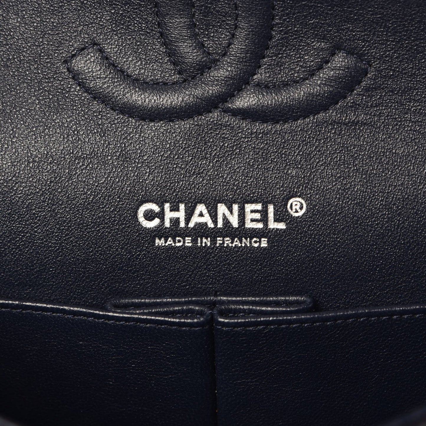 Caviar Quilted Medium Double Flap Navy