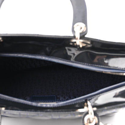 Christian Dior Patent Cannage Large Lady Dior Navy Blue 5 of 11