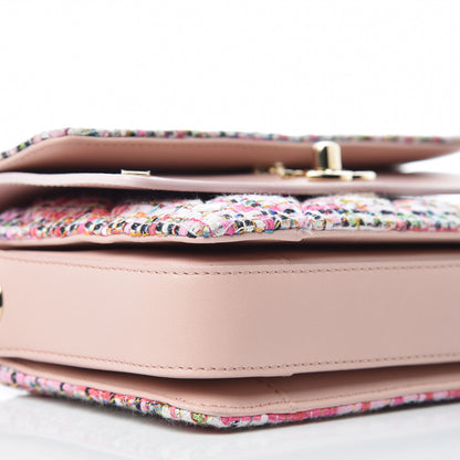 Chanel Tweed Calfskin Quilted CC Box Flap Pink Multicolor 8 of 10
