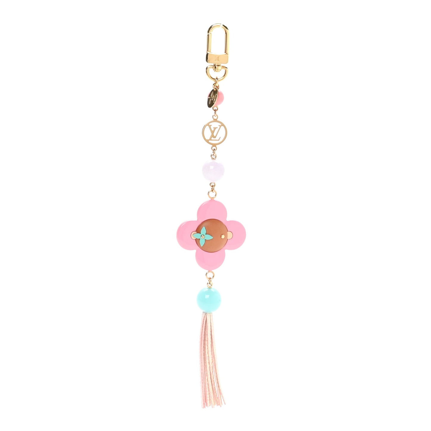 Resin Wood Vivienne Bag Charm Fuchsia Ecru White Caramel