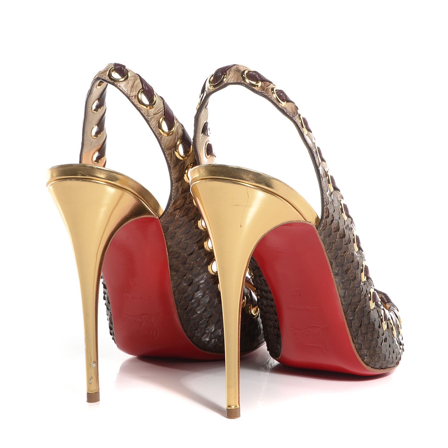 Christian Louboutin Snakeskin Ostri 100 Slingback Pumps 41 Natural 3 of 5