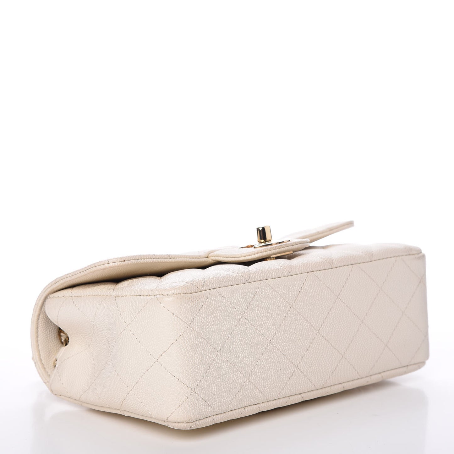 Caviar Quilted Mini Rectangular Flap White