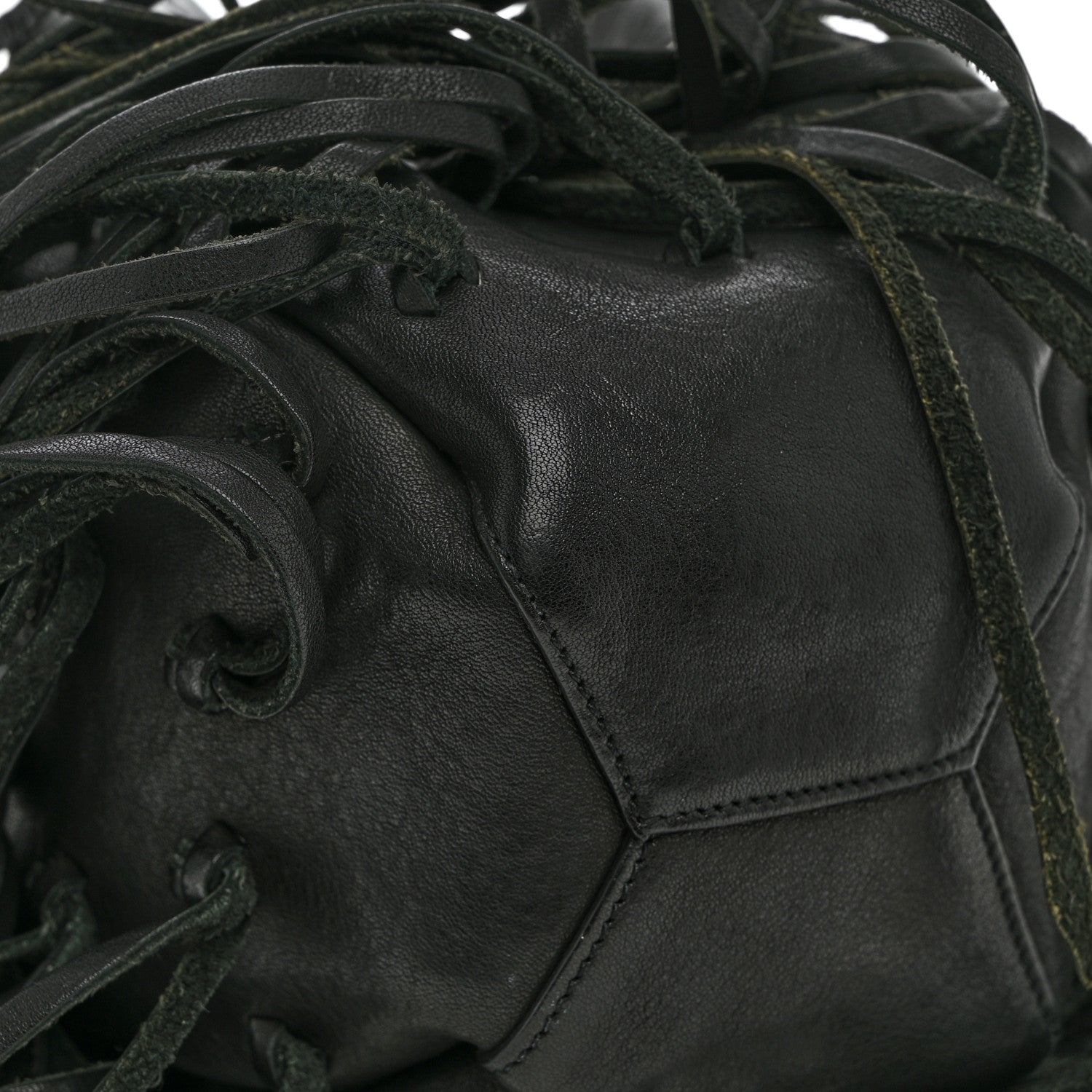 Saint Laurent Calfskin Fringe Monogram Mini Bourse Bucket Bag Black 9 of 11