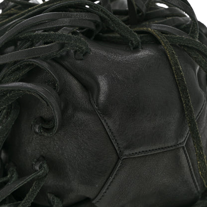 Saint Laurent Calfskin Fringe Monogram Mini Bourse Bucket Bag Black 9 of 11