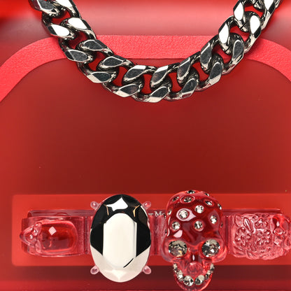 Alexander McQueen Calfskin Polyurethane Mini Jeweled Knuckle Satchel Coral 7 of 10