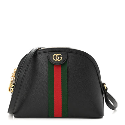 Gucci Calfskin GG Web Small Ophidia Dome Shoulder Bag Black 1 of 11