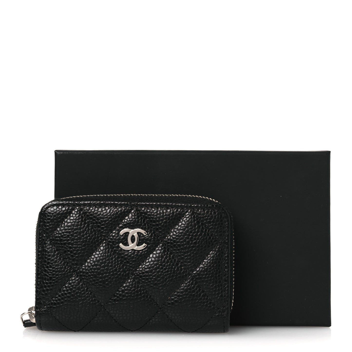 Caviar Quilted Zip Coin Purse Black