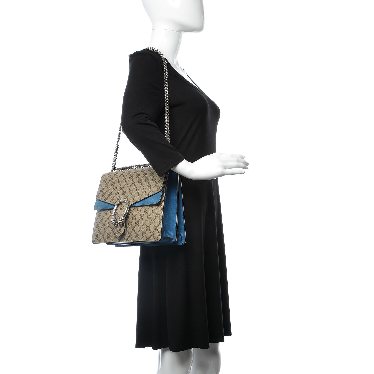 Gucci GG Supreme Monogram Medium Dionysus Shoulder Bag Blue 3 of 13