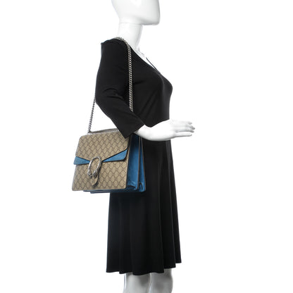 Gucci GG Supreme Monogram Medium Dionysus Shoulder Bag Blue 3 of 13