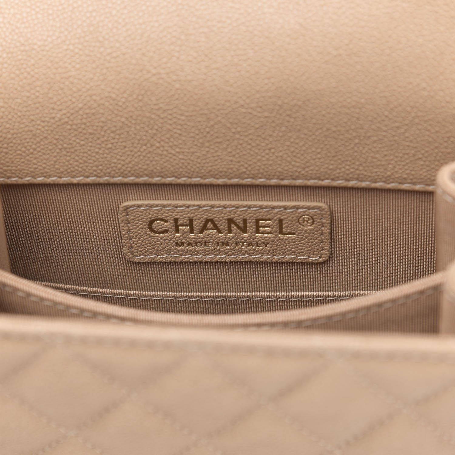 Chanel Caviar Quilted North South Boy Flap Beige 6 of 10