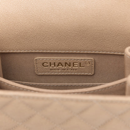 Chanel Caviar Quilted North South Boy Flap Beige 6 of 10