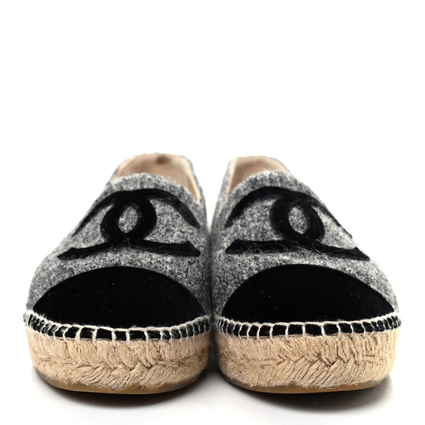 Tweed Velvet CC Espadrilles 39 Grey Black